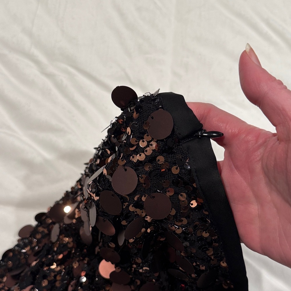 Zara  brown Sequin Mini Skirt size xl NWT - Picture 5 of 5